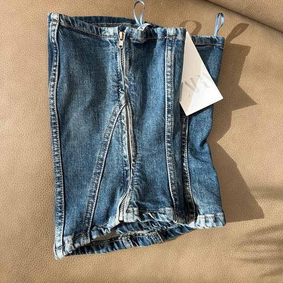 NWT Zara Denim Strapless Top - Picture 6 of 7